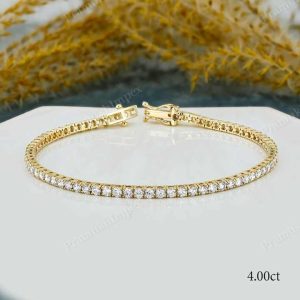 Hot Selling 1CT Lab Grown Diamond Diamond Tennis Bracelet 14k Solid White Gold Unisex Tennis Bracelet Manufacturer From India
