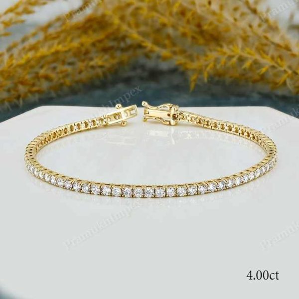 Hot Selling 1CT Lab Grown Diamond Diamond Tennis Bracelet 14k Solid White Gold Unisex Tennis Bracelet Manufacturer From India