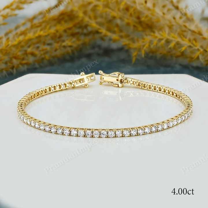 Hot Selling 1CT Lab Grown Diamond Diamond Tennis Bracelet 14k Solid White Gold Unisex Tennis Bracelet Manufacturer From India