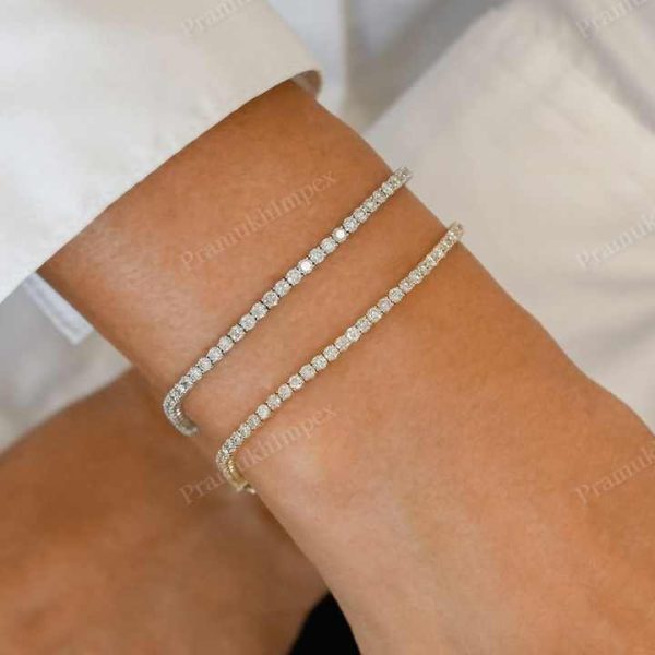 Hot Selling 1CT Lab Grown Diamond Diamond Tennis Bracelet 14k Solid White Gold Unisex Tennis Bracelet Manufacturer From India