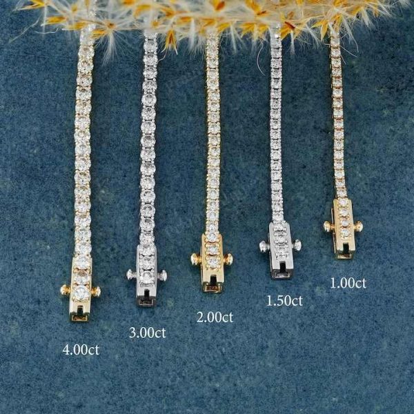 Hot Selling 1CT Lab Grown Diamond Diamond Tennis Bracelet 14k Solid White Gold Unisex Tennis Bracelet Manufacturer From India