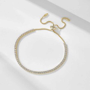 Adjustable 925 Sterling Silver Tennis Bracelet with 2mm Round Zircon Stones for Women