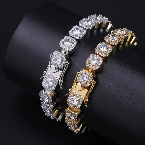 10mm Fashion Width Luxury Fashion Jewelry 14k Men's Gold AAA Zircon Ice Out Micro Pave Silver / Gold Tennis Bracelet