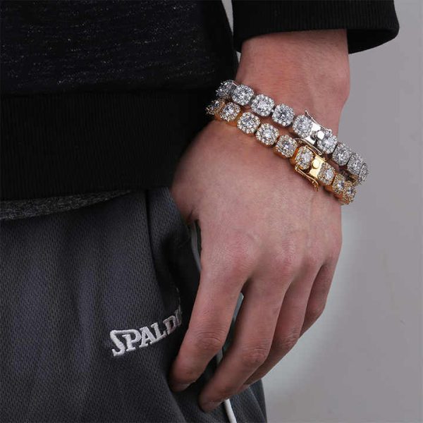 10mm Fashion Width Luxury Fashion Jewelry 14k Men's Gold AAA Zircon Ice Out Micro Pave Silver / Gold Tennis Bracelet