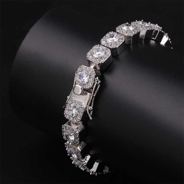 10mm Fashion Width Luxury Fashion Jewelry 14k Men's Gold AAA Zircon Ice Out Micro Pave Silver / Gold Tennis Bracelet