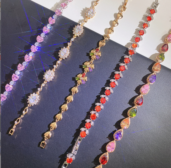 Hot Sale 2022 Women Silver Gold Jewelry CZ Cooper Alloy Tennis Bracelet