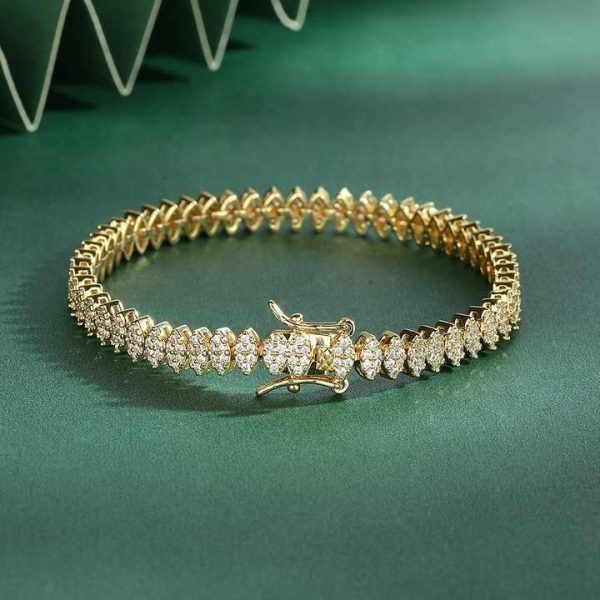 3x6mm CZ Zircon Cubic Zirconia Gold Plated Brass Pulseira Brazalete Bracciale Bracelet Choker Necklace Tennis Chain