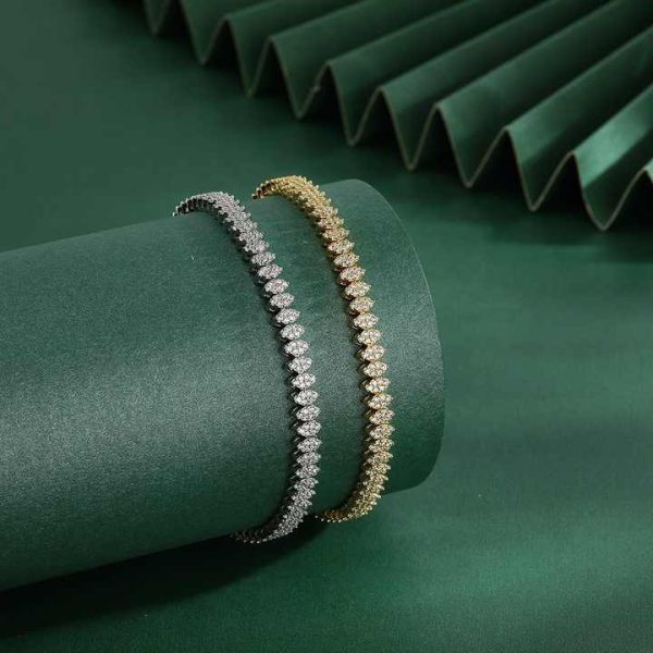 3x6mm CZ Zircon Cubic Zirconia Gold Plated Brass Pulseira Brazalete Bracciale Bracelet Choker Necklace Tennis Chain
