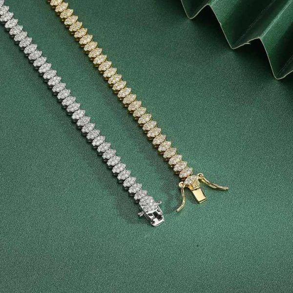 3x6mm CZ Zircon Cubic Zirconia Gold Plated Brass Pulseira Brazalete Bracciale Bracelet Choker Necklace Tennis Chain