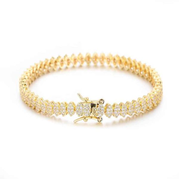 3x6mm CZ Zircon Cubic Zirconia Gold Plated Brass Pulseira Brazalete Bracciale Bracelet Choker Necklace Tennis Chain