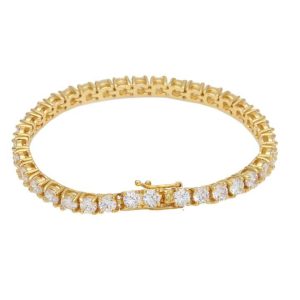 Men's Hiphop Style Tennis Bracelet with Zircon Stones in Brass Claw Setting for Anniversary Gifts