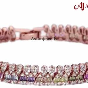 Trendy Women's Emerald Tennis Bracelet in Brass with Gold Plating and Eco-Friendly Design