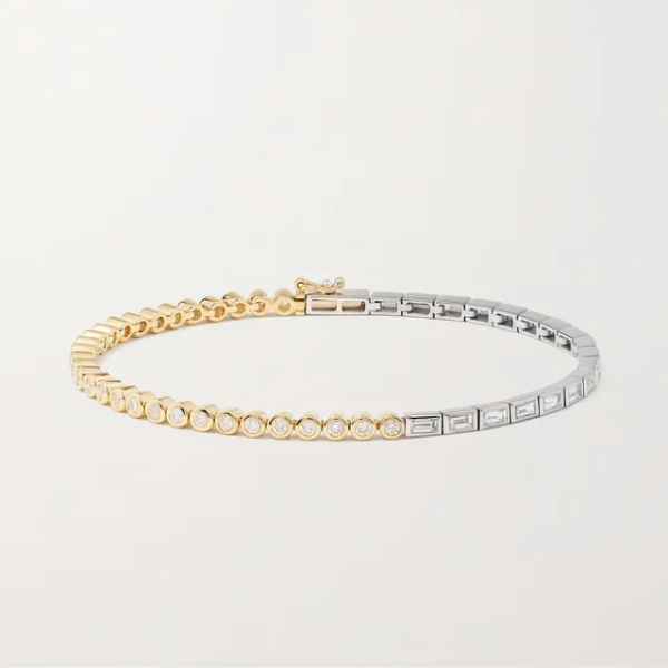 Bezel White Colorful Rainbow Small Half Round Half Rectangle Zirconia Stone Tennis Bracelet for Women Girl Fashion Jewelry