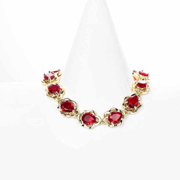 CM Jewelry Wholesale18K Gold-plated Brass Tennis Bracelet Red Zircon High Quality Bracelets Wrist Women Fashion Gift Pulsera