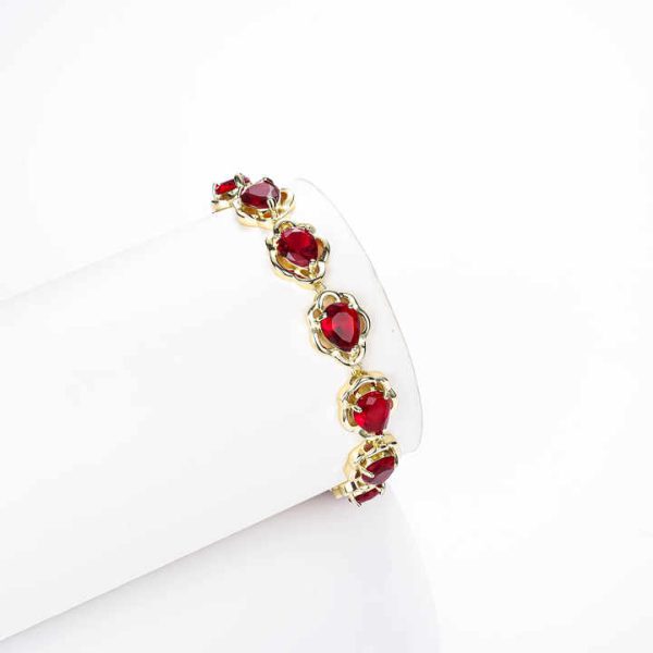 CM Jewelry Wholesale18K Gold-plated Brass Tennis Bracelet Red Zircon High Quality Bracelets Wrist Women Fashion Gift Pulsera