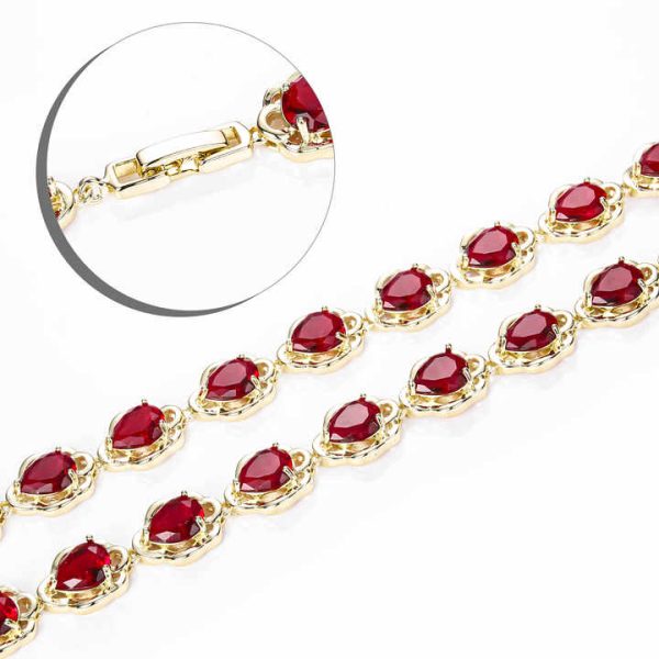 CM Jewelry Wholesale18K Gold-plated Brass Tennis Bracelet Red Zircon High Quality Bracelets Wrist Women Fashion Gift Pulsera