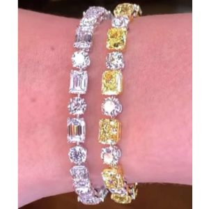 Trendy Unisex Brass Zircon Tennis Bracelet for Mother's Day Engagement Wedding Gold Silver Rose Gold Plated Jewelry Gift