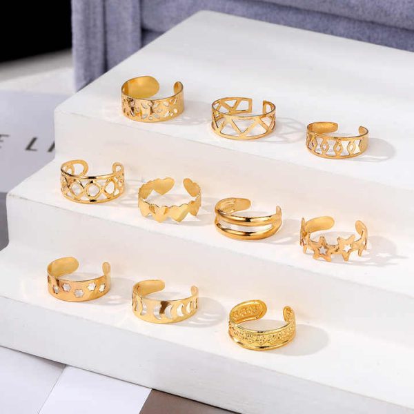 Wholesale Hot Open Toe Rings Custom Geometric Patterns Summer Beach Toe Accessories Star and Moon Fashion Personalized Toe Rings