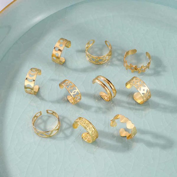 Wholesale Hot Open Toe Rings Custom Geometric Patterns Summer Beach Toe Accessories Star and Moon Fashion Personalized Toe Rings