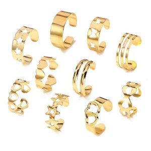 Fashionable Hollow Butterfly Double Love Foot Rings Gold Plated Geometric Adjustable Foot Ring Set of 10 Summer Beach Jewelry