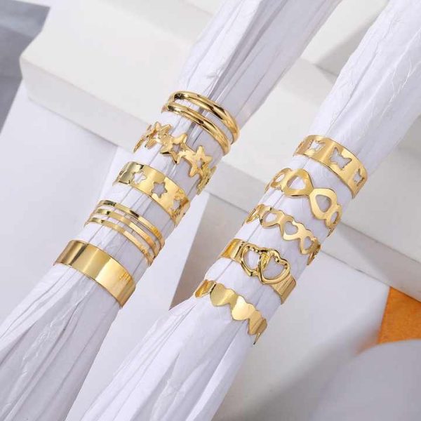 Fashionable Hollow Butterfly Double Love Foot Rings Gold Plated Geometric Adjustable Foot Ring Set of 10 Summer Beach Jewelry