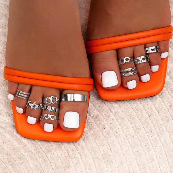 Fashionable Hollow Butterfly Double Love Foot Rings Gold Plated Geometric Adjustable Foot Ring Set of 10 Summer Beach Jewelry