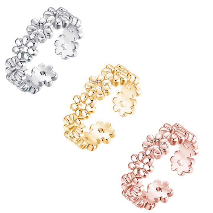 18K Gold Plated Adjustable Geometric Toe Ring for Women Punk Style Open Cuban Link Chain Jewelry