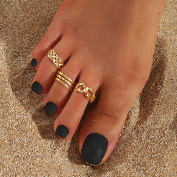 Custom Summer Beach Foot Fine Jewelry 14K Gold Plated Toe Rings for Women Adjustable Band Rings Open Flower Toe Ring