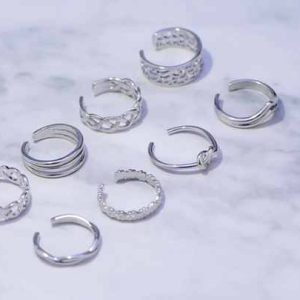 Trendy Cubic Zirconia Adjustable Toe Ring for Women Stainless Steel Gold Silver Plated Foot Jewelry