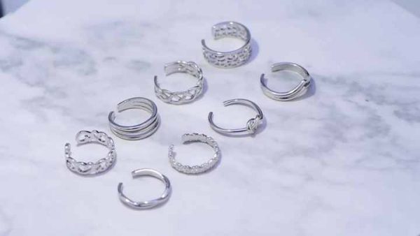 Trendy Cubic Zirconia Adjustable Toe Ring for Women Stainless Steel Gold Silver Plated Foot Jewelry