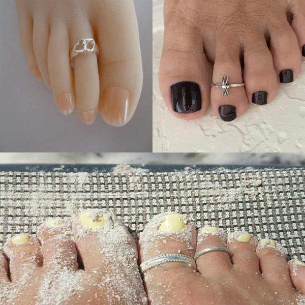 Hot Selling Fine Jewelry Diamond Toe Ring Opening Foot Rings Silver 14k Gold Women Toe Rings Adjustable