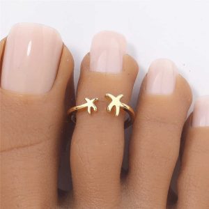 New Irregular Layered Style Adjustable Toe Rings Vintage Hollow Beach Diamond Toe Rings for Women