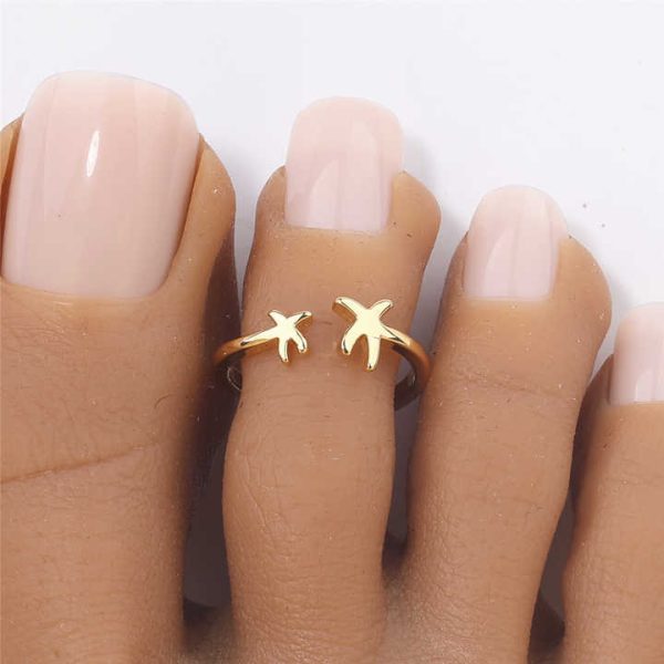 New Irregular Layered Style Adjustable Toe Rings Vintage Hollow Beach Diamond Toe Rings for Women
