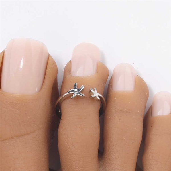 New Irregular Layered Style Adjustable Toe Rings Vintage Hollow Beach Diamond Toe Rings for Women