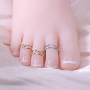 Trendy Summer Beach Barefoot Sandals Toe Ring and Anklet Set for Girls - Brass Jewelry with Zircon Stones