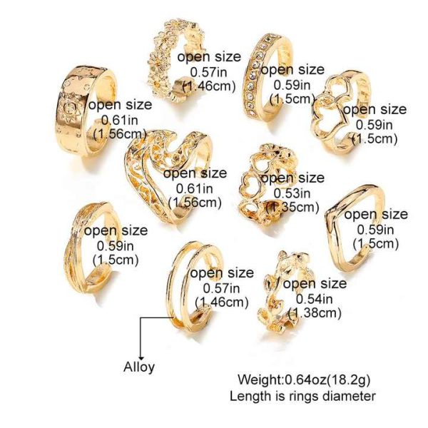 Star Moon Opening 10-pieces/set Retro Snake-shaped Geometric Hollow Adjustable Beach Toe Ring Foot Rings for Women 2024