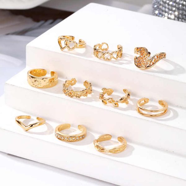 Star Moon Opening 10-pieces/set Retro Snake-shaped Geometric Hollow Adjustable Beach Toe Ring Foot Rings for Women 2024
