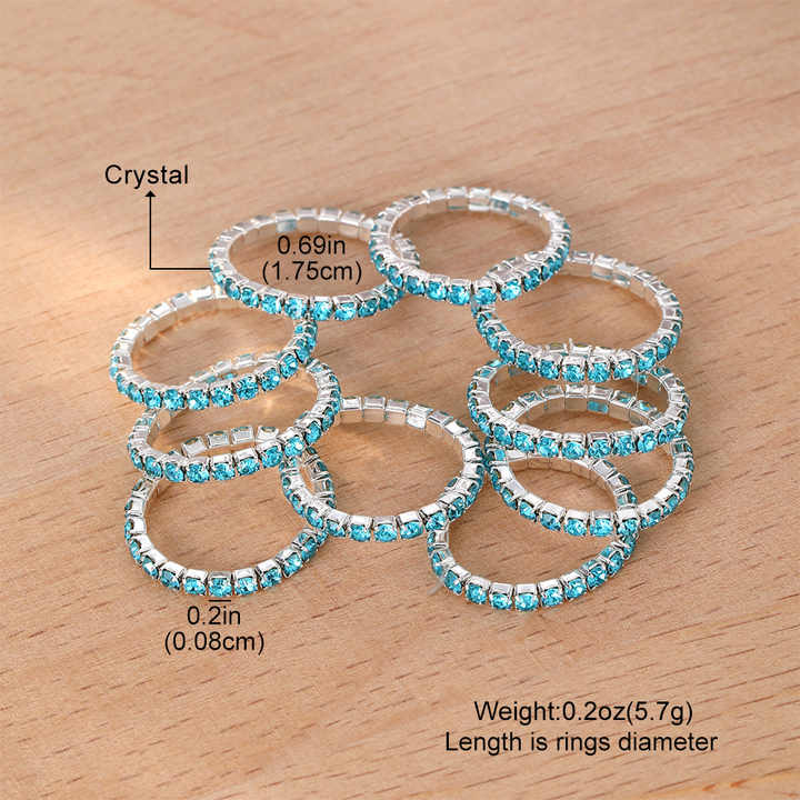 Blue Copper Inlaid Resin Diamond Toe Ring European American Independence Day Party Accessory Single Row Full Diamond 10-Piece