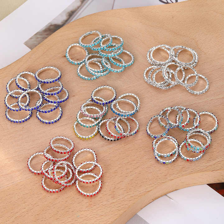 Blue Copper Inlaid Resin Diamond Toe Ring European American Independence Day Party Accessory Single Row Full Diamond 10-Piece