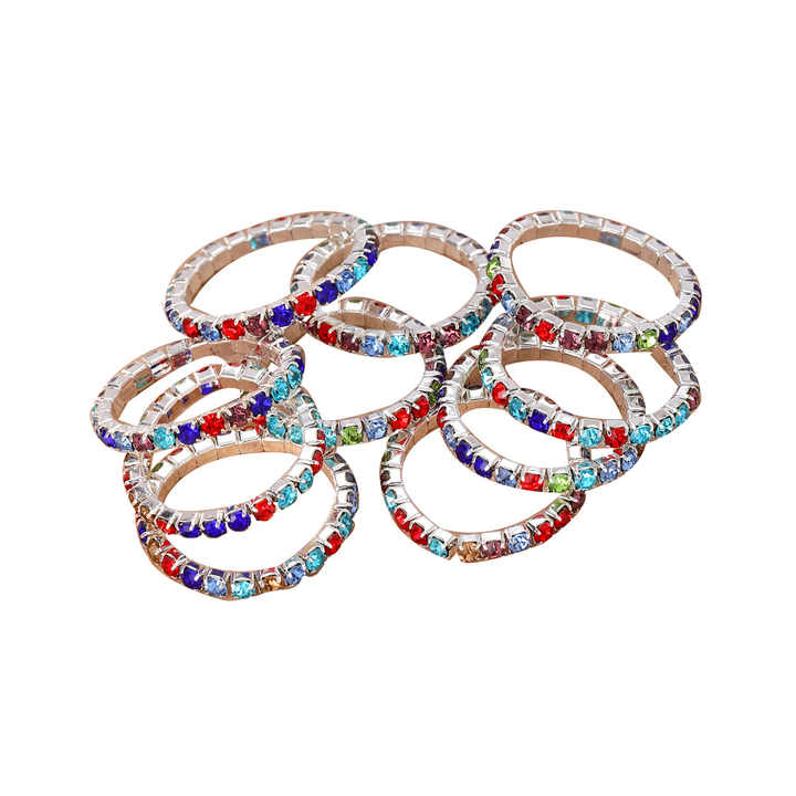 Blue Copper Inlaid Resin Diamond Toe Ring European American Independence Day Party Accessory Single Row Full Diamond 10-Piece