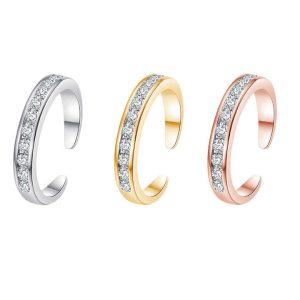 Latest C Shape Zircon Crystal Foot Ring Adjustable Opening Toe Ring for Women Girl Summer Beach Vacation Jewelry Finger Toe Ring