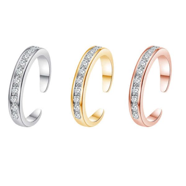 Latest C Shape Zircon Crystal Foot Ring Adjustable Opening Toe Ring for Women Girl Summer Beach Vacation Jewelry Finger Toe Ring