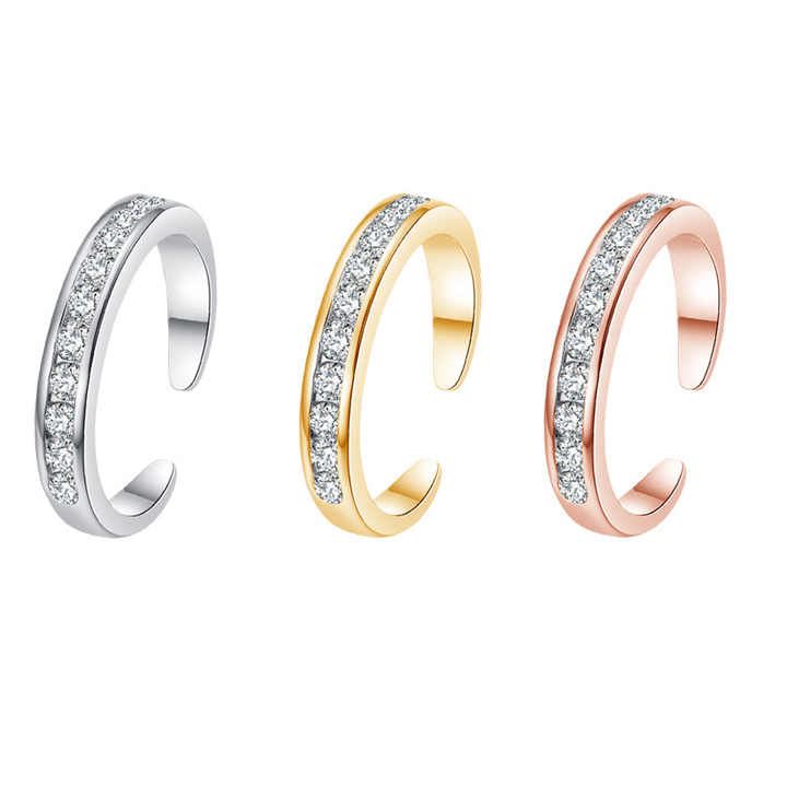 Latest C Shape Zircon Crystal Foot Ring Adjustable Opening Toe Ring for Women Girl Summer Beach Vacation Jewelry Finger Toe Ring
