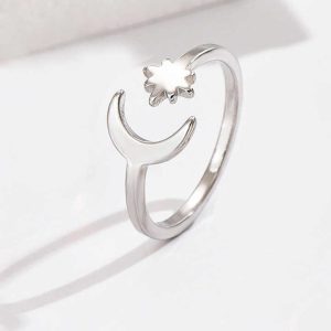Trendy Women's Adjustable Star Moon Charm Cuff Toe Ring Stainless Steel Jewelry