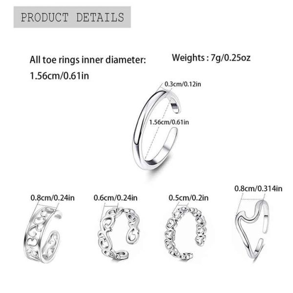 Fashion Women Stainless Steel Star and Moon Charm Cuff Rings Opening Adjustable Toe Ring