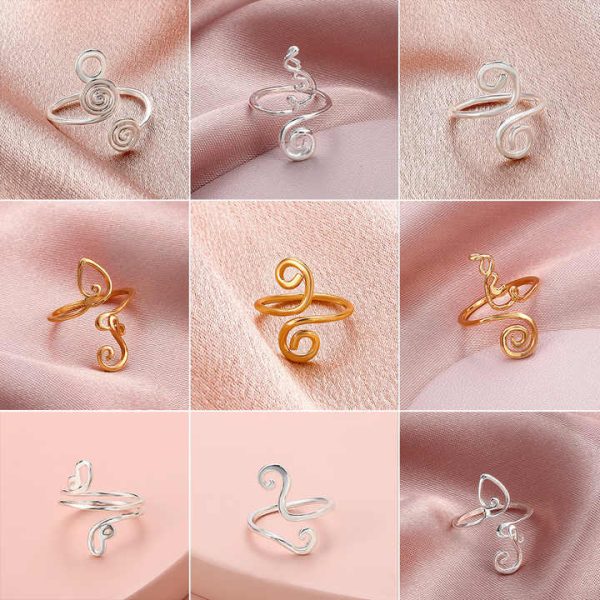 Foot Ring Jewelry Open Sexy Hollow Metal Geometric Toe Rings Set Summer Beach Hawaiian Adjustable Gold Toe Ring