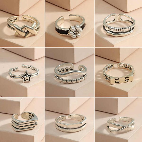 Foot Ring Jewelry Open Sexy Hollow Metal Geometric Toe Rings Set Summer Beach Hawaiian Adjustable Gold Toe Ring