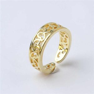 Bohemian Brass Adjustable Flower Open Tail Ring 6-Piece Set for Women Hypoallergenic Beach Foot Jewelry