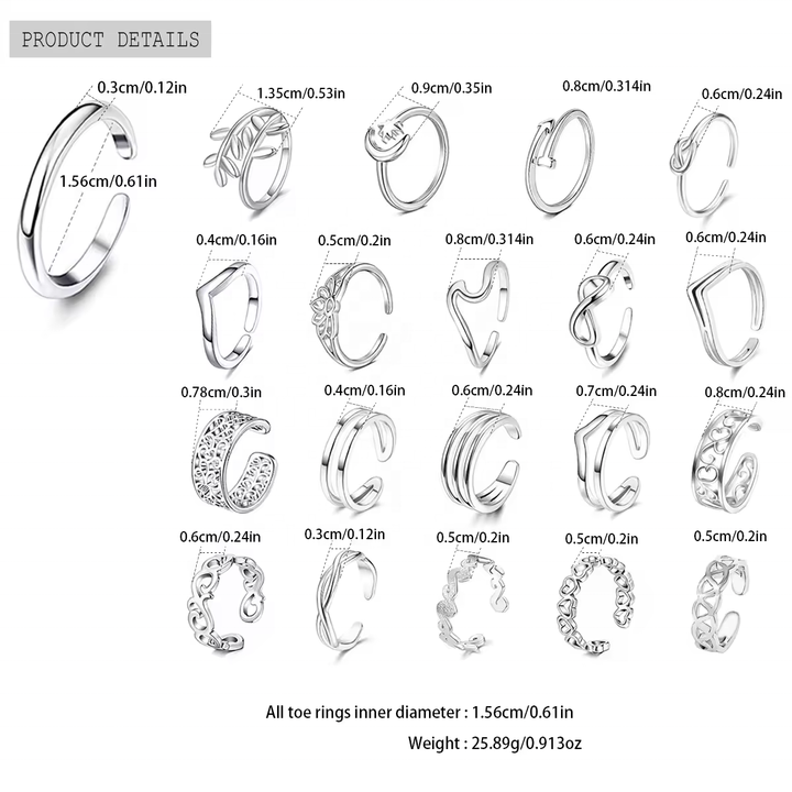 Stainless Steel Jewelry Newest Summer Foot Jewelry Adjustable Different Styles Fashion Plated 18K Gold Toe Rings for Women