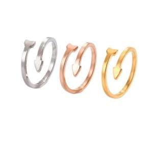 Adjustable Spiral Arrow Design Rose Gold Plated Stainless Steel Toe and Knuckle Rings